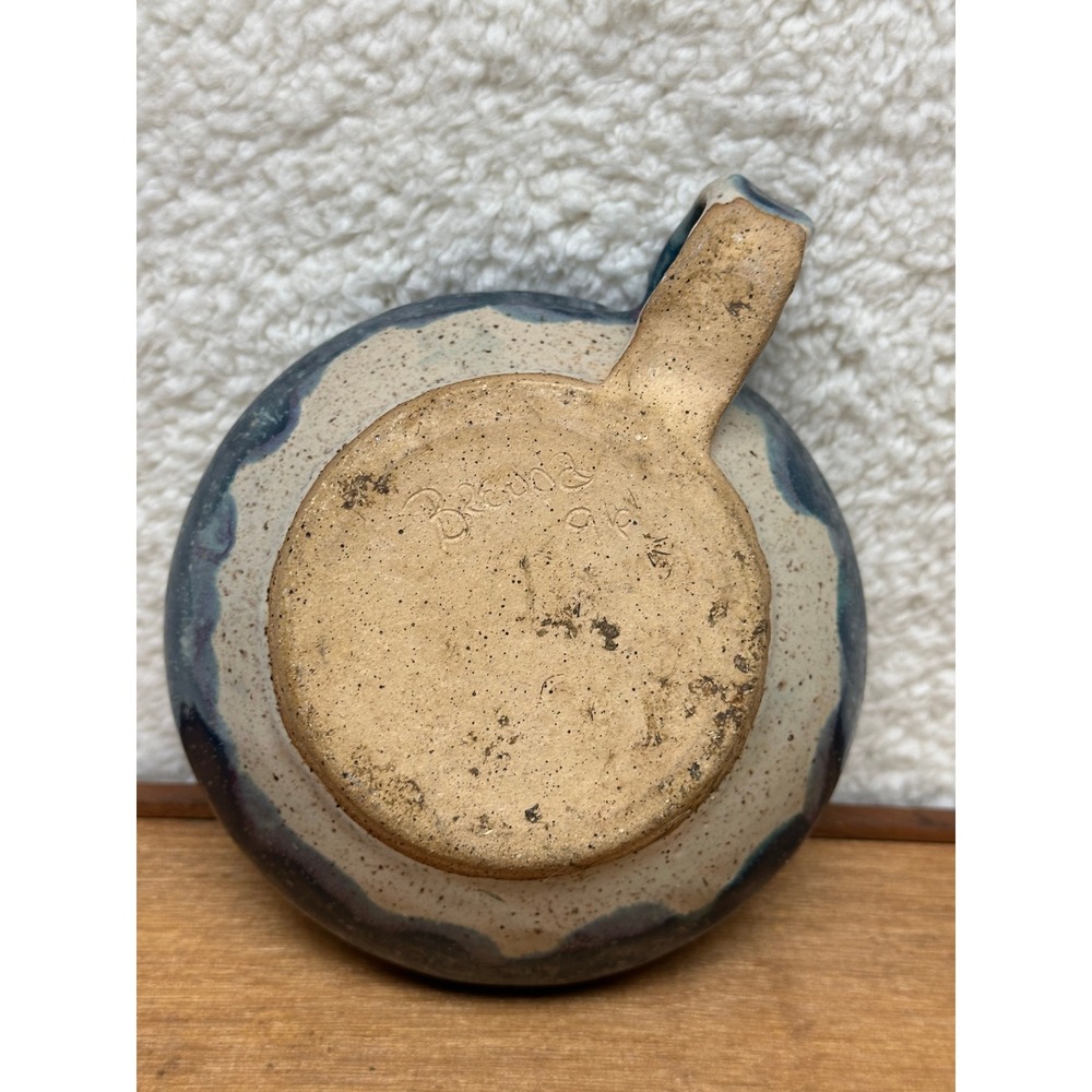 Vintage Studio Pottery Cup Blue Speckled Stoneware Thumb Rest Bowl Mug 96 - Picture 7 of 9